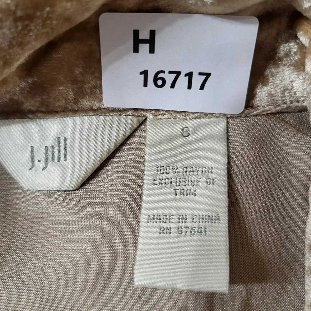 J. Jill Women Blouse S Gold Velour Collared‎ Long Sleeve